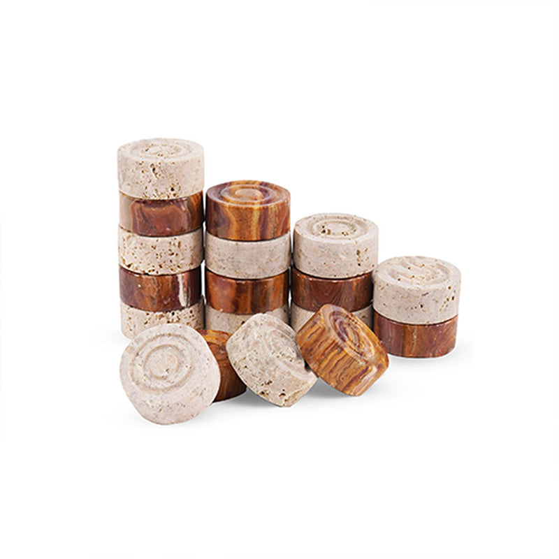 Checkers Figures - Red and Travertine