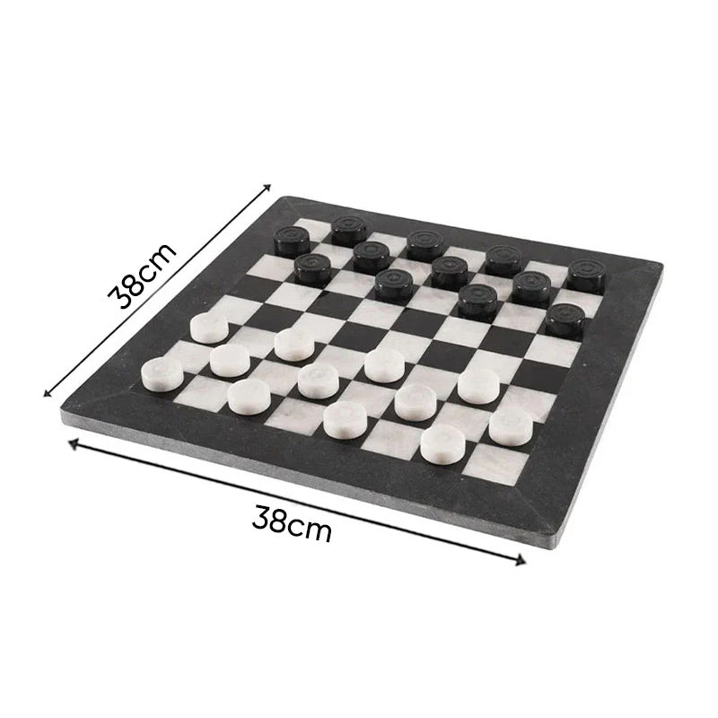 38cm Checkers Set - Black & White