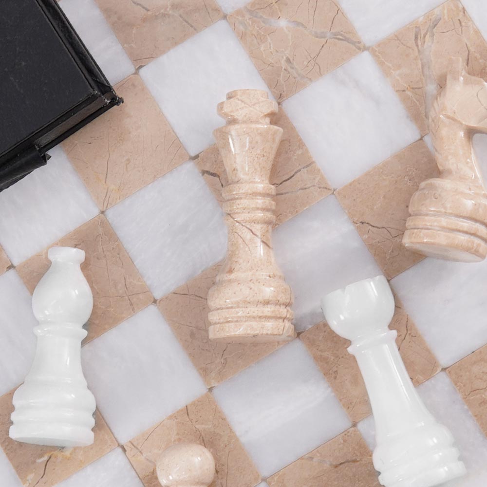 30cm Chess Set With Storage Box - White and Verona