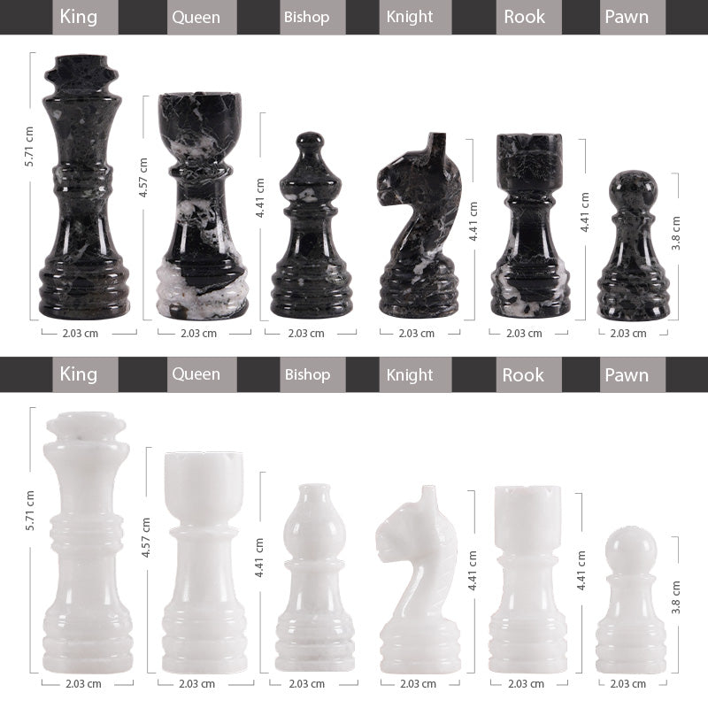 30 cm Round Chess Set With Standard Storage Box - Zebra Black & White