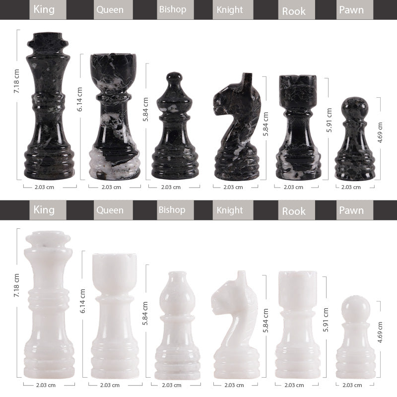 38 cm Round Chess Set With Standard Storage Box - Zebra Black & White