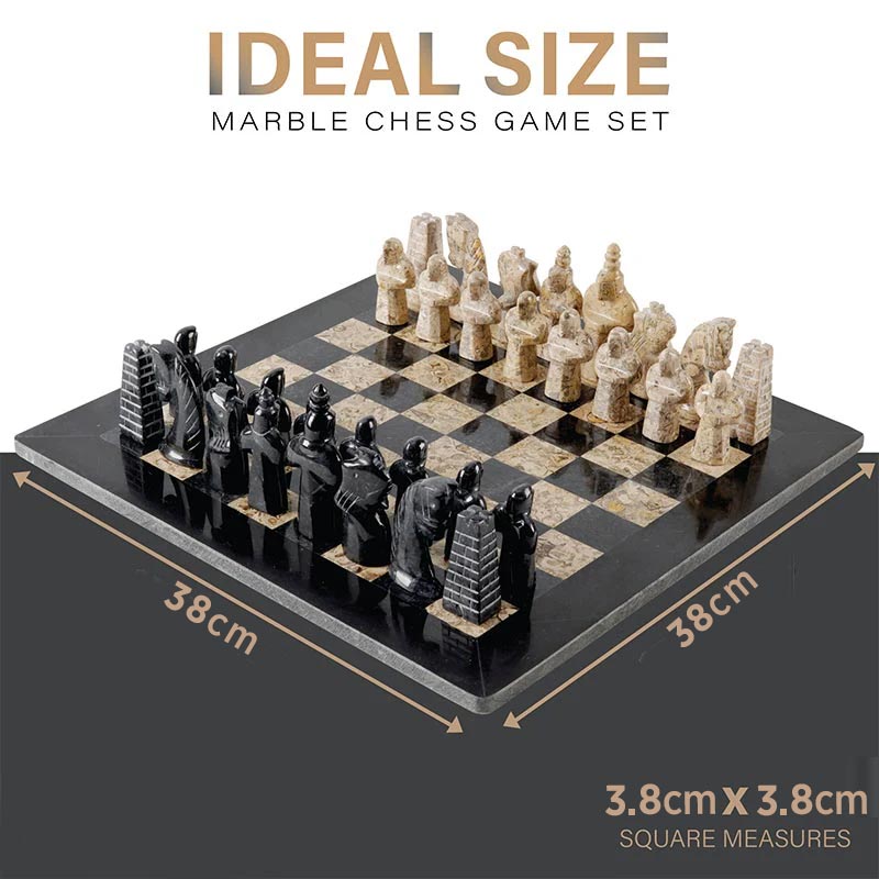 38cm Chess Set - Black & Coral
