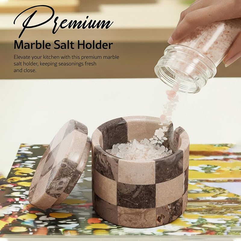 Salt Cellar with Spoon - Checkers Design