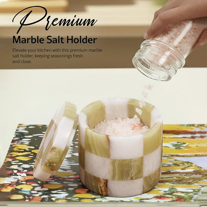 Salt Cellar with Spoon - Checkers Design