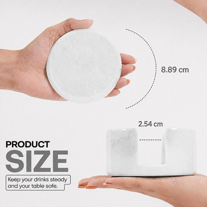 Round Coaster Set With Holder - Set of 4