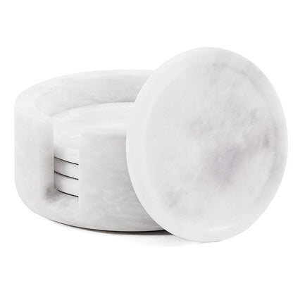 Round Coaster Set With Holder - Set of 4