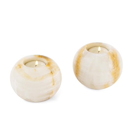 Tealight Candle Holder - Set of 2 (White Onyx)