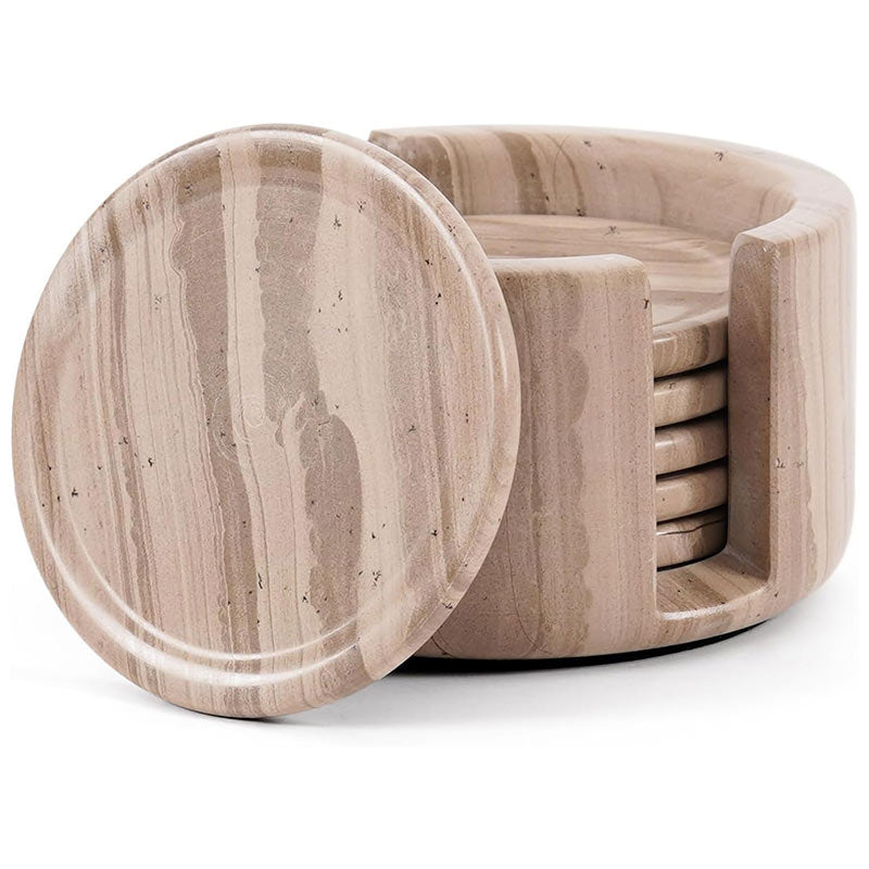 Marble Coaster Set with Holder