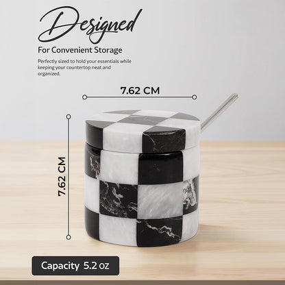 Salt Cellar with Spoon - Checkers Design
