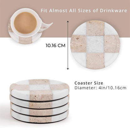 Round Coaster Plates Set of 4 - Checkers Design