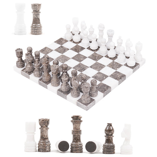 30cm Borderless Chess Set - White & Oceanic