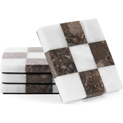 Checkers Coaster Plates - Set Of 4