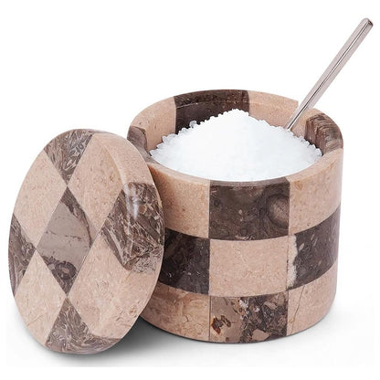 Salt Cellar with Spoon - Checkers Design