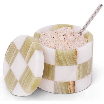Salt Cellar with Spoon - Checkers Design