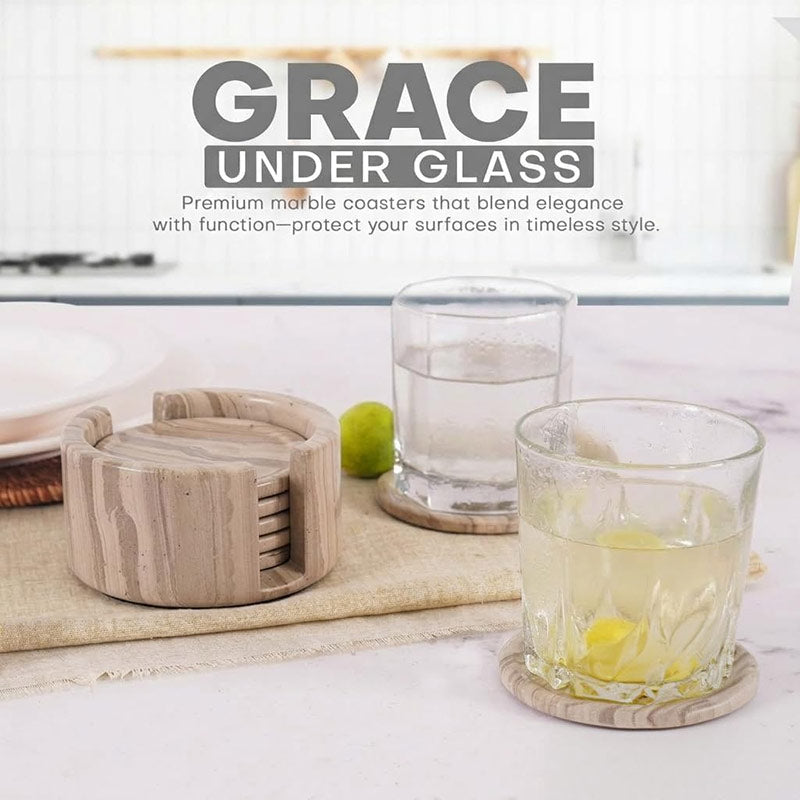 Marble Coaster Set with Holder