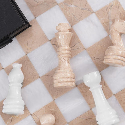 30cm Chess Set With Storage Box - White and Verona