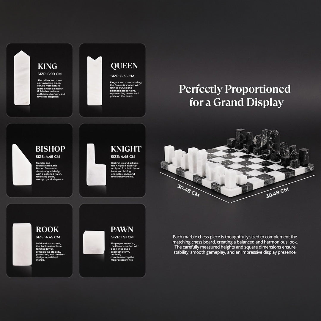 30cm Signature Chess Set - Zebra Black & White