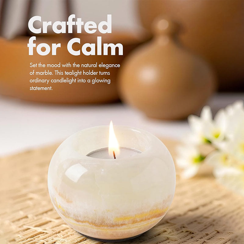 Tealight Candle Holder - Set of 2 (White Onyx)