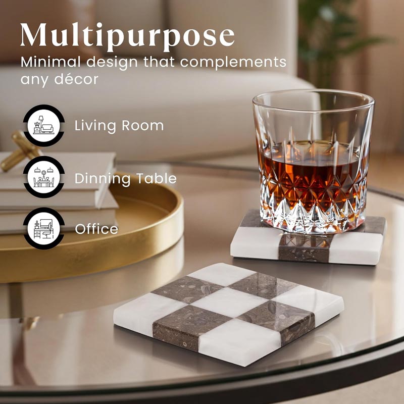 Checkers Coaster Plates - Set Of 4