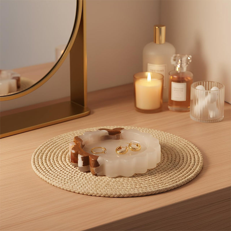 Round Jewellery Tray - Cloud Design
