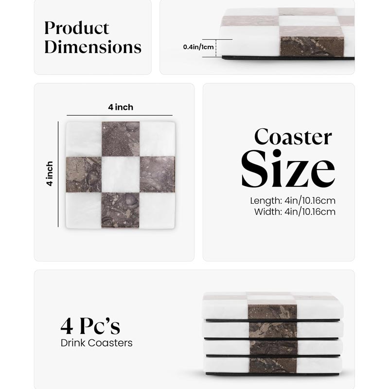 Checkers Coaster Plates - Set Of 4