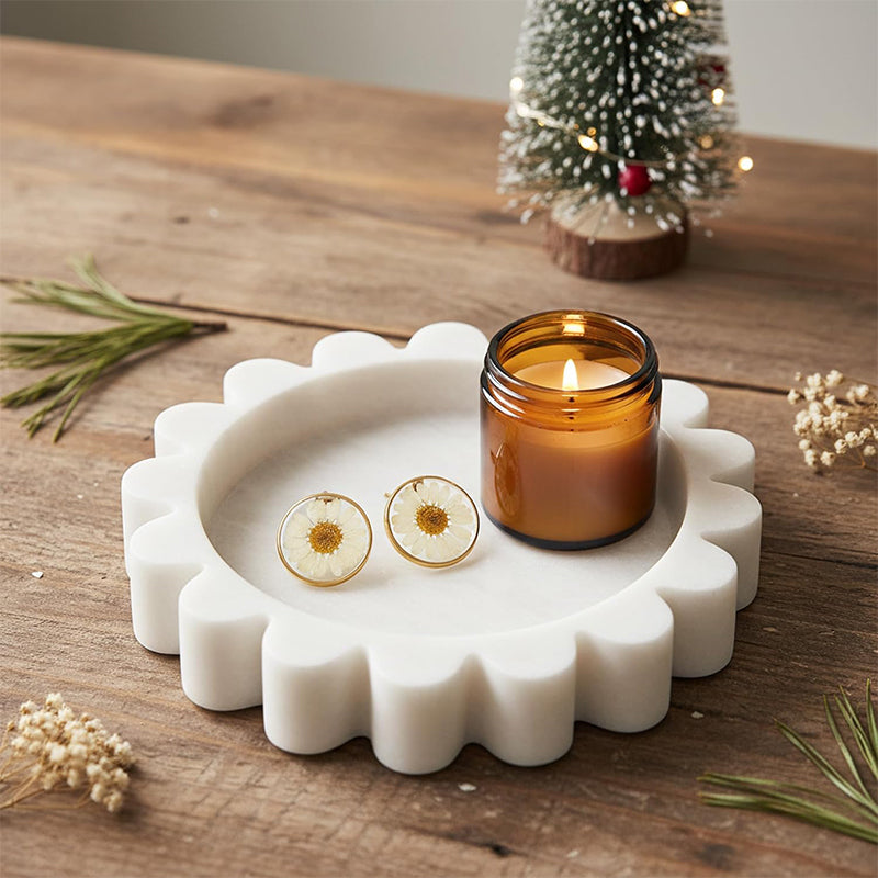 Round Jewellery Tray - Cloud Design