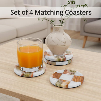 Round Coaster Plates Set of 4 - Checkers Design
