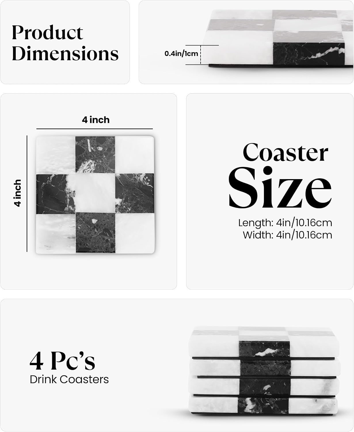 Checkers Coaster Plates - Set Of 4
