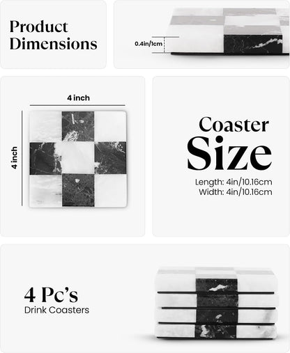 Checkers Coaster Plates - Set Of 4