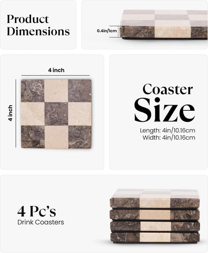 Checkers Coaster Plates - Set Of 4