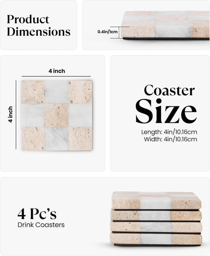 Checkers Coaster Plates - Set Of 4