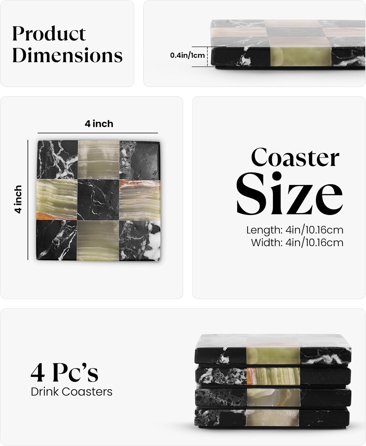 Checkers Coaster Plates - Set Of 4
