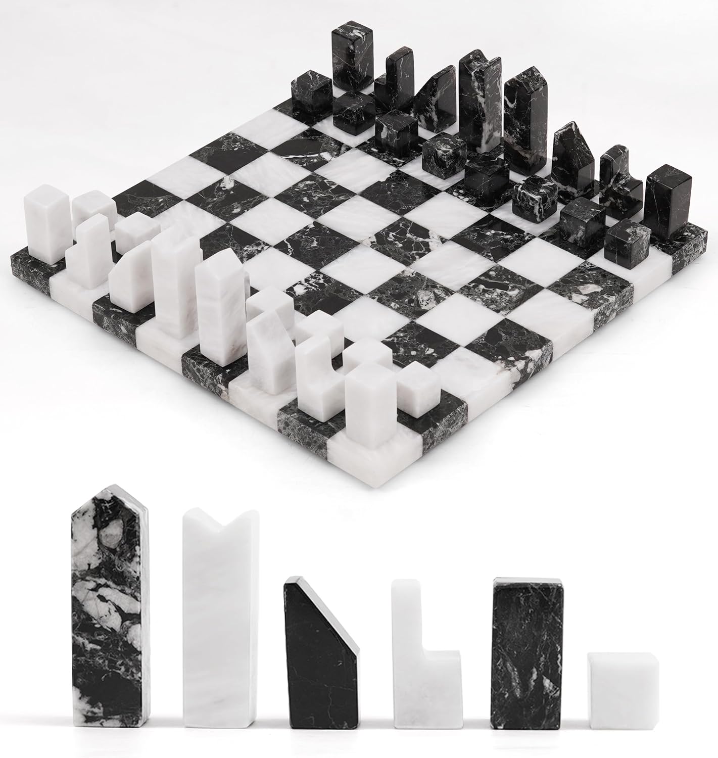 30cm Signature Chess Set - Zebra Black & White