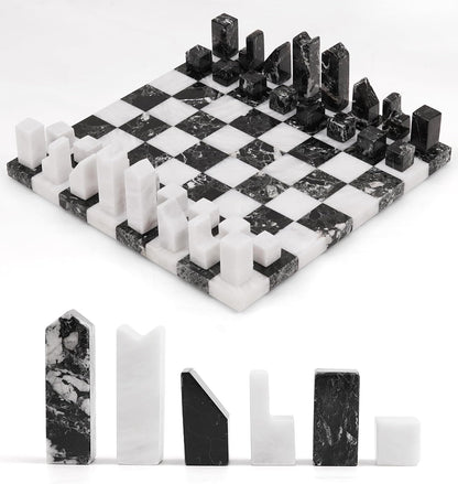 30cm Signature Chess Set - Zebra Black & White