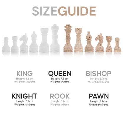 Chess Figures - Travertine & White