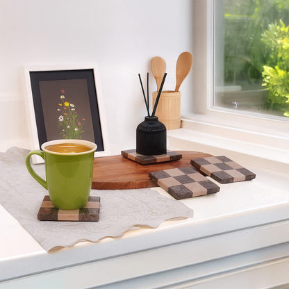 Checkers Coaster Plates - Set Of 4