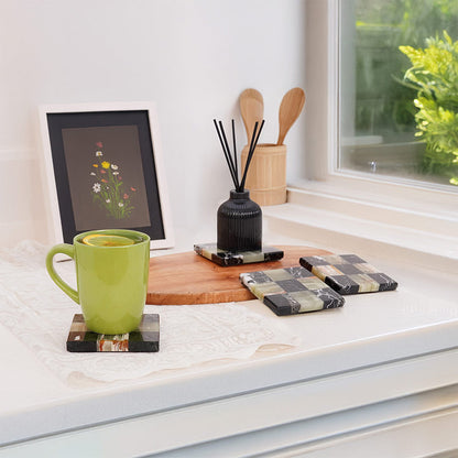 Checkers Coaster Plates - Set Of 4