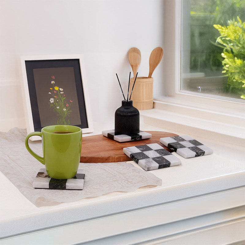 Checkers Coaster Plates - Set Of 4