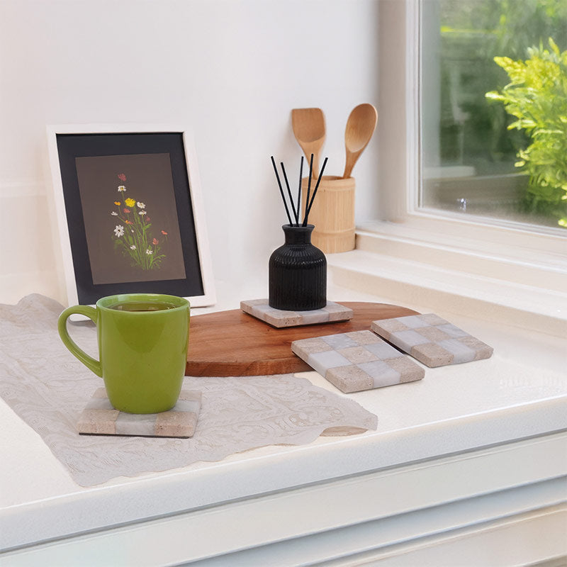 Checkers Coaster Plates - Set Of 4