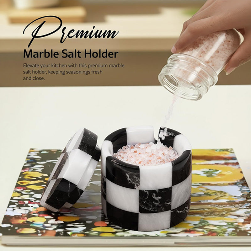 Salt Cellar with Spoon - Checkers Design