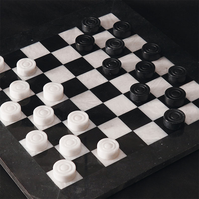 38cm Checkers Set - Black & White – Marble Wholesale
