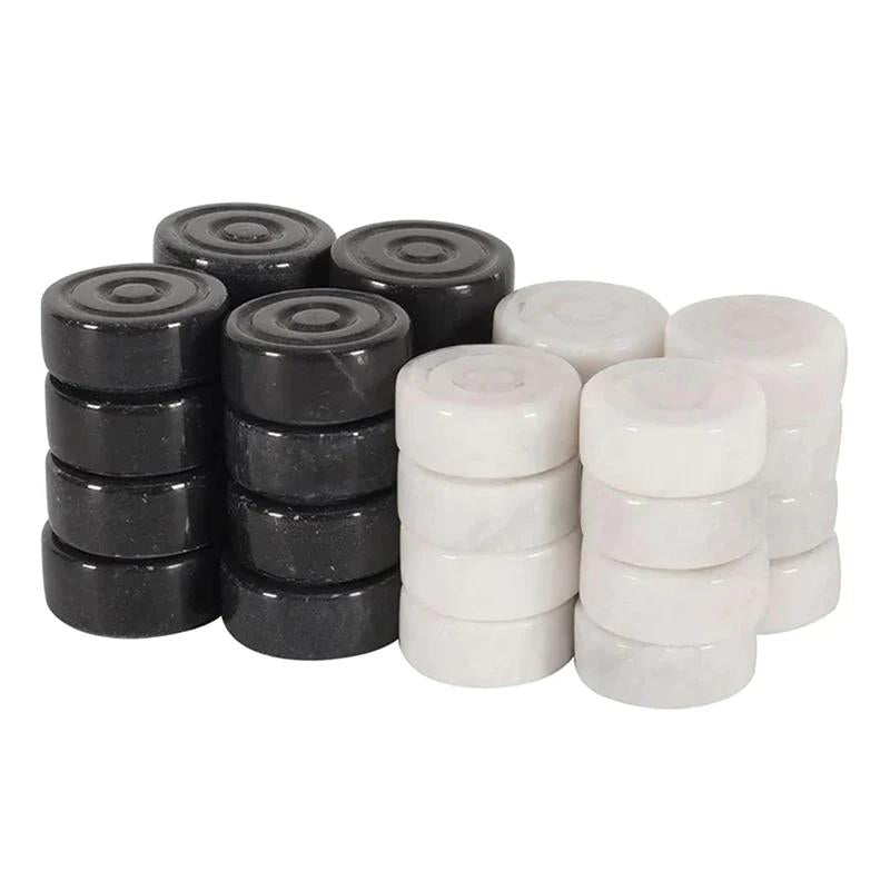 White and Black Checkers Figures Set – Marbliss Homewares – Marble ...
