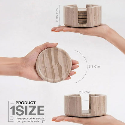 Marble Coaster Set with Holder