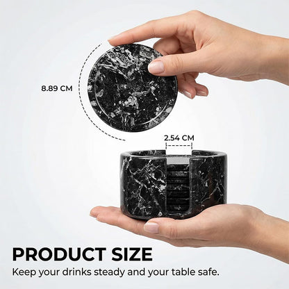 Round Coaster Set With Holder - Set of 8
