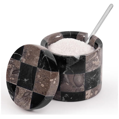 Salt Cellar with Spoon - Checkers Design