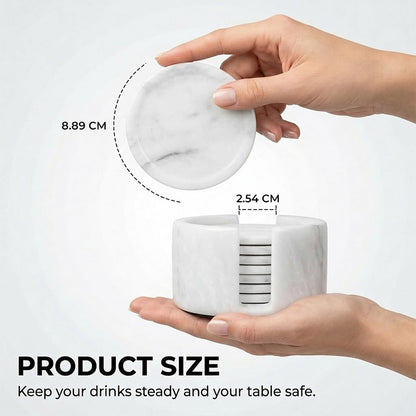 Round Coaster Set With Holder - Set of 8