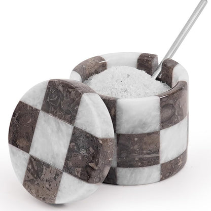 Salt Cellar with Spoon - Checkers Design
