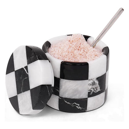 Salt Cellar with Spoon - Checkers Design