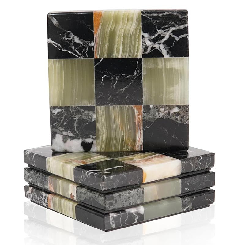 Checkers Coaster Plates - Set Of 4