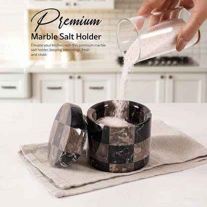 Salt Cellar with Spoon - Checkers Design